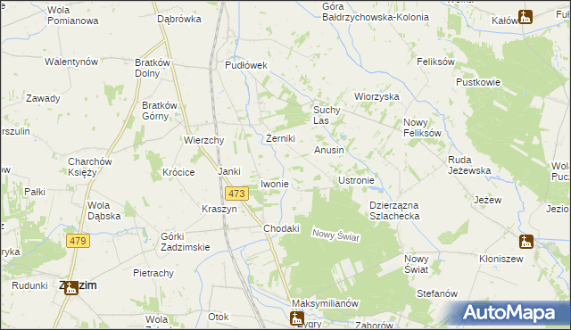 mapa Babiniec gmina Zadzim, Babiniec gmina Zadzim na mapie Targeo