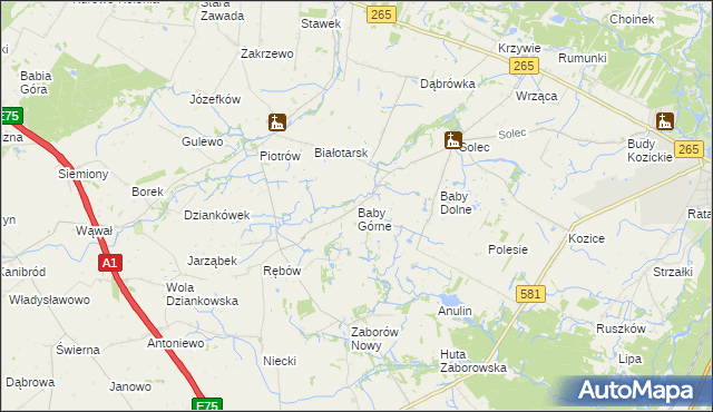 mapa Baby Górne, Baby Górne na mapie Targeo