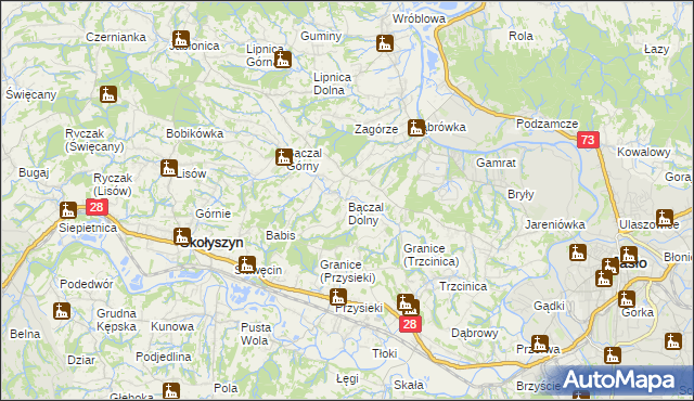 mapa Bączal Dolny, Bączal Dolny na mapie Targeo