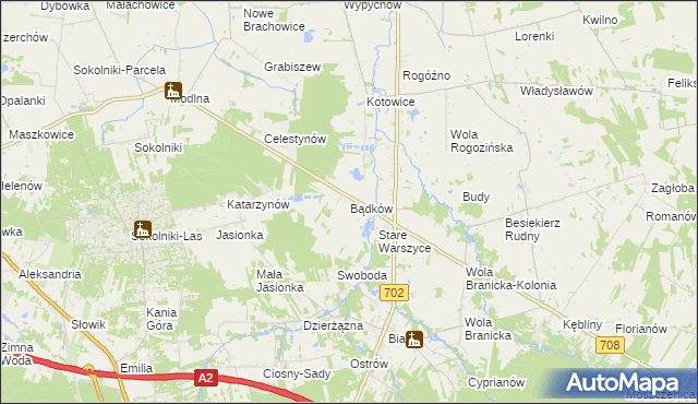 mapa Bądków gmina Zgierz, Bądków gmina Zgierz na mapie Targeo