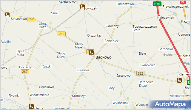 mapa Bądkowo powiat aleksandrowski, Bądkowo powiat aleksandrowski na mapie Targeo