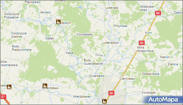 mapa Baraki gmina Sochocin, Baraki gmina Sochocin na mapie Targeo