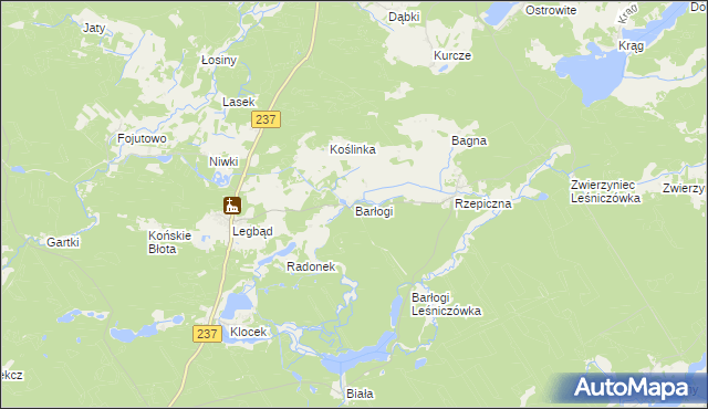 mapa Barłogi gmina Tuchola, Barłogi gmina Tuchola na mapie Targeo