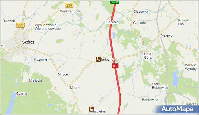 mapa Barłożno, Barłożno na mapie Targeo