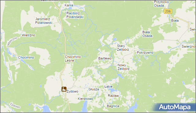 mapa Bartlewo gmina Polanów, Bartlewo gmina Polanów na mapie Targeo
