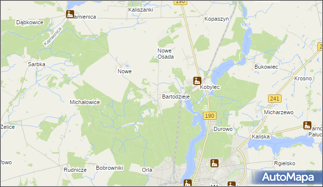 mapa Bartodzieje gmina Wągrowiec, Bartodzieje gmina Wągrowiec na mapie Targeo