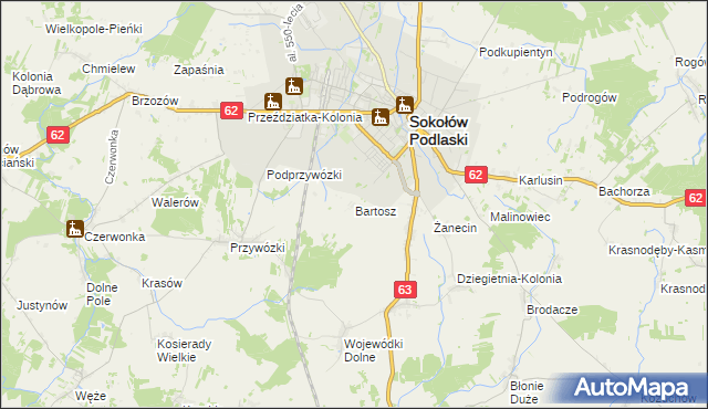 mapa Bartosz, Bartosz na mapie Targeo