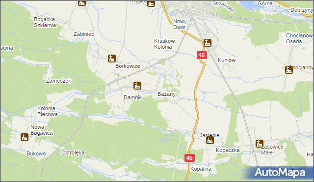 mapa Bażany, Bażany na mapie Targeo