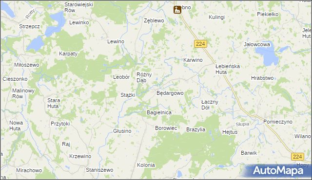 mapa Będargowo gmina Szemud, Będargowo gmina Szemud na mapie Targeo