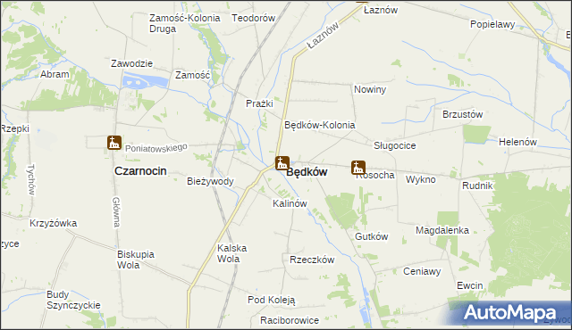 mapa Będków powiat tomaszowski, Będków powiat tomaszowski na mapie Targeo