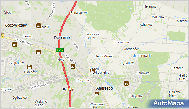 mapa Bedoń-Wieś, Bedoń-Wieś na mapie Targeo