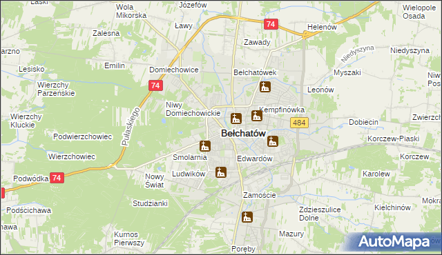 mapa Bełchatów, Bełchatów na mapie Targeo