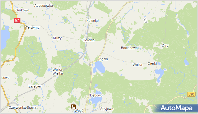 mapa Bęsia, Bęsia na mapie Targeo