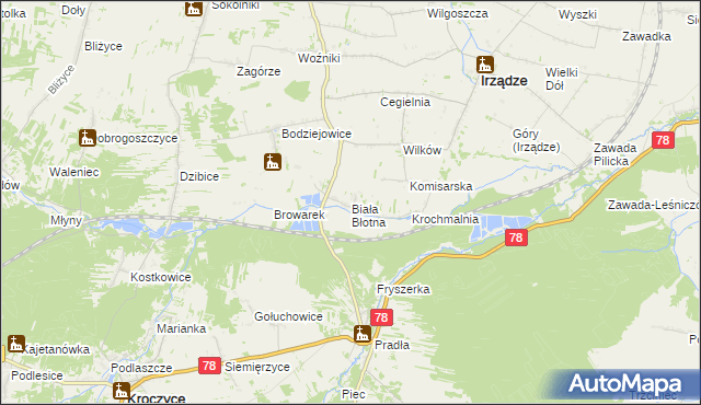 mapa Biała Błotna, Biała Błotna na mapie Targeo