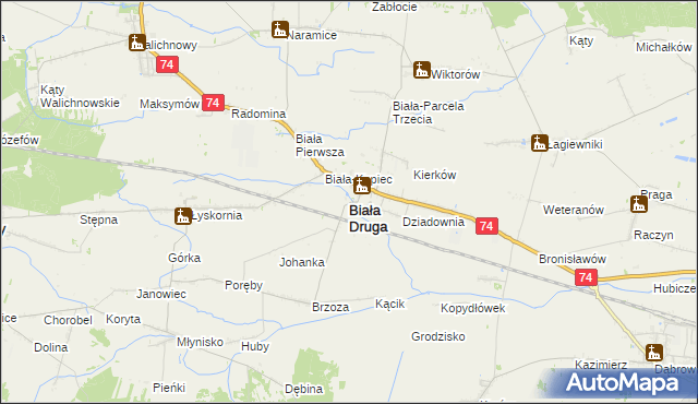 mapa Biała Druga gmina Biała, Biała Druga gmina Biała na mapie Targeo