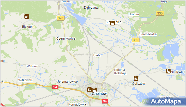 mapa Biała gmina Chojnów, Biała gmina Chojnów na mapie Targeo