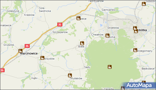 mapa Biała gmina Marcinowice, Biała gmina Marcinowice na mapie Targeo