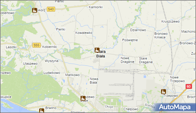 mapa Biała gmina Stara Biała, Biała gmina Stara Biała na mapie Targeo