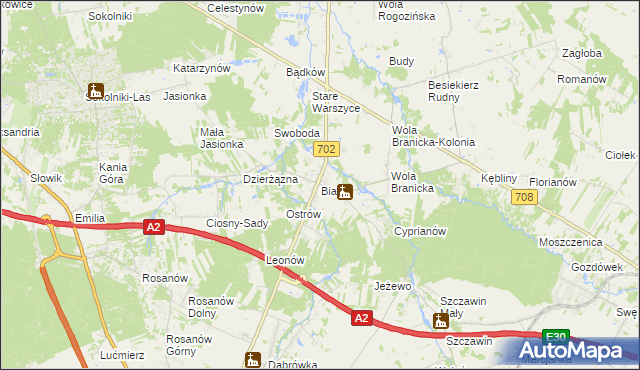 mapa Biała gmina Zgierz, Biała gmina Zgierz na mapie Targeo