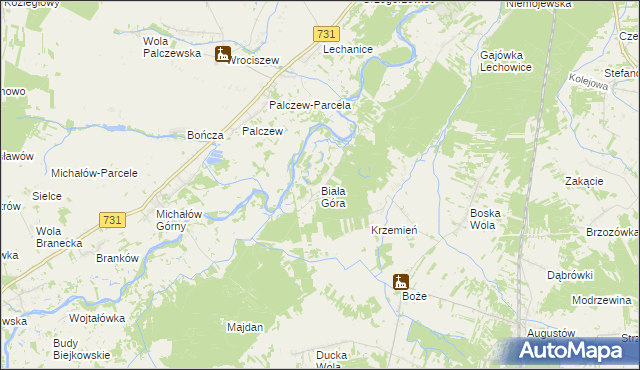 mapa Biała Góra gmina Stromiec, Biała Góra gmina Stromiec na mapie Targeo