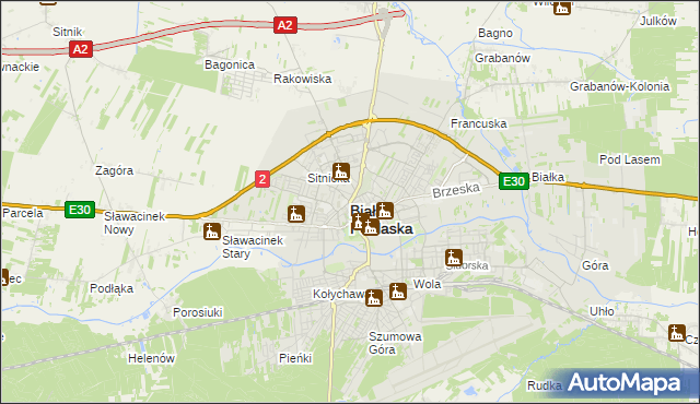 mapa Białej Podlaskiej, Biała Podlaska na mapie Targeo