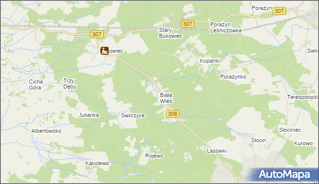 mapa Biała Wieś gmina Grodzisk Wielkopolski, Biała Wieś gmina Grodzisk Wielkopolski na mapie Targeo