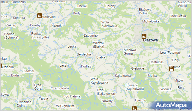 mapa Białka gmina Błażowa, Białka gmina Błażowa na mapie Targeo
