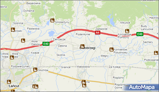 mapa Białobrzegi powiat łańcucki, Białobrzegi powiat łańcucki na mapie Targeo