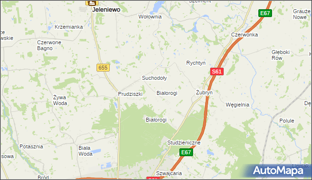 mapa Białorogi, Białorogi na mapie Targeo