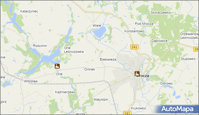 mapa Białowieża gmina Mrocza, Białowieża gmina Mrocza na mapie Targeo