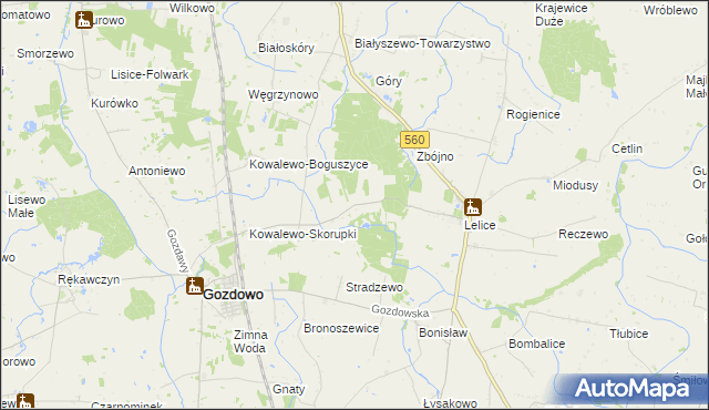 mapa Białuty gmina Gozdowo, Białuty gmina Gozdowo na mapie Targeo