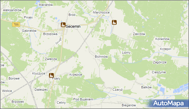 mapa Bichniów, Bichniów na mapie Targeo