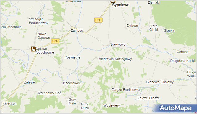 mapa Biedrzyce-Koziegłowy, Biedrzyce-Koziegłowy na mapie Targeo