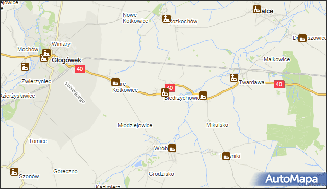 mapa Biedrzychowice gmina Głogówek, Biedrzychowice gmina Głogówek na mapie Targeo