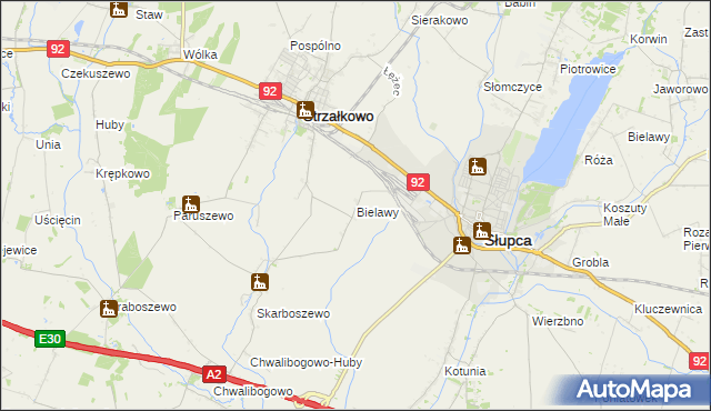 mapa Bielawy gmina Strzałkowo, Bielawy gmina Strzałkowo na mapie Targeo