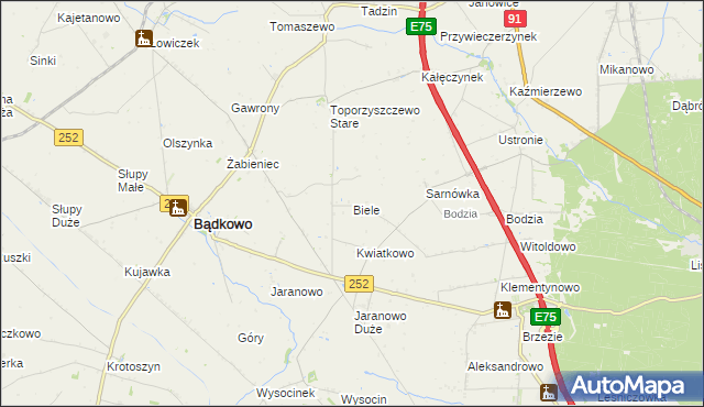 mapa Biele gmina Bądkowo, Biele gmina Bądkowo na mapie Targeo