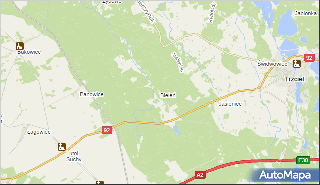 mapa Bieleń, Bieleń na mapie Targeo