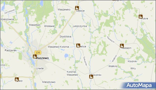mapa Bielice gmina Maszewo, Bielice gmina Maszewo na mapie Targeo