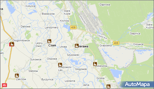 mapa Bierawa, Bierawa na mapie Targeo