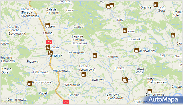 mapa Biesiadki gmina Gnojnik, Biesiadki gmina Gnojnik na mapie Targeo