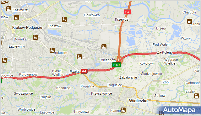 mapa Bieżanów, Bieżanów na mapie Targeo