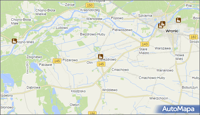 mapa Biezdrowo, Biezdrowo na mapie Targeo