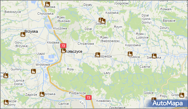 mapa Bieździedza, Bieździedza na mapie Targeo