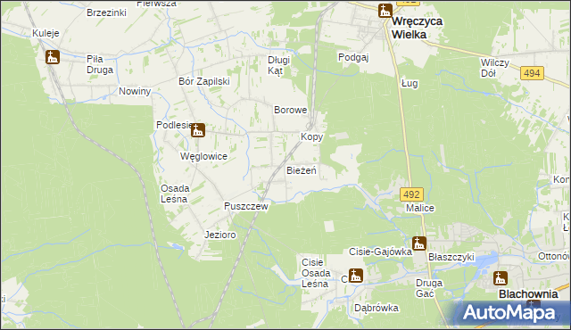 mapa Bieżeń, Bieżeń na mapie Targeo