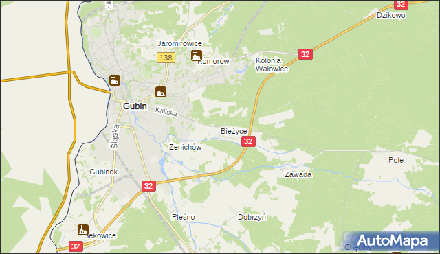 mapa Bieżyce, Bieżyce na mapie Targeo