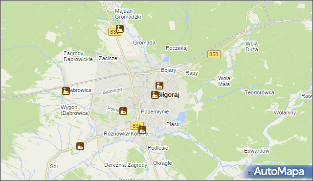 mapa Biłgoraj, Biłgoraj na mapie Targeo