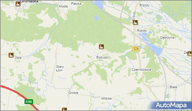 mapa Biskupin gmina Chojnów, Biskupin gmina Chojnów na mapie Targeo