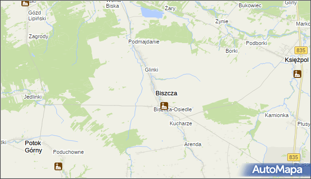 mapa Biszcza, Biszcza na mapie Targeo