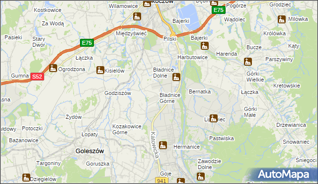 mapa Bładnice Górne, Bładnice Górne na mapie Targeo