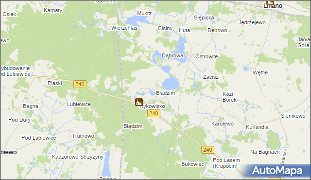 mapa Błądzim gmina Lniano, Błądzim gmina Lniano na mapie Targeo